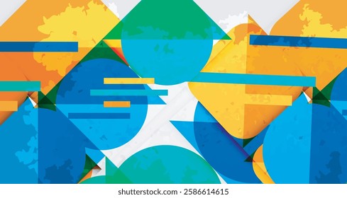 Grainy stain texture geometric abstract background with circles, squares and lines. Vector Illustration For Wallpaper, Banner, Background, Card, Book Illustration, landing page