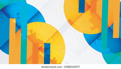 Grainy stain texture geometric abstract background with circles, squares and lines. Vector Illustration For Wallpaper, Banner, Background, Card, Book Illustration, landing page