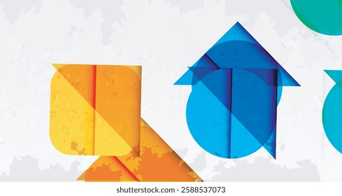 Grainy stain texture geometric abstract background with circles, squares and lines. Vector Illustration For Wallpaper, Banner, Background, Card, Book Illustration, landing page