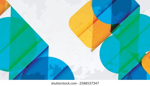 Grainy stain texture geometric abstract background with circles, squares and lines. Vector Illustration For Wallpaper, Banner, Background, Card, Book Illustration, landing page