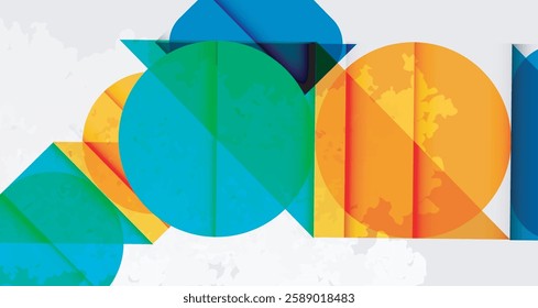 Grainy stain texture geometric abstract background with circles, squares and lines. Vector Illustration For Wallpaper, Banner, Background, Card, Book Illustration, landing page