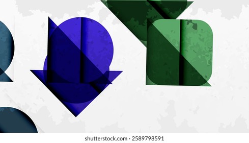 Grainy stain texture geometric abstract background with circles, squares and lines. Vector Illustration For Wallpaper, Banner, Background, Card, Book Illustration, landing page