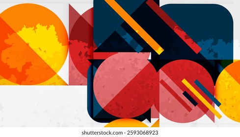 Grainy stain texture geometric abstract background with circles, squares and lines. Vector Illustration For Wallpaper, Banner, Background, Card, Book Illustration, landing page
