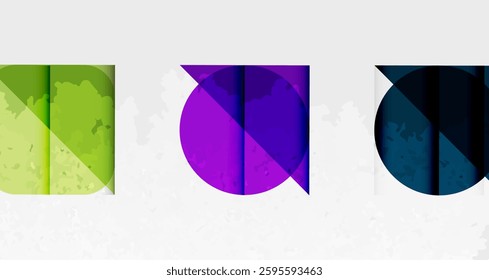 Grainy stain texture geometric abstract background with circles, squares and lines. Vector Illustration For Wallpaper, Banner, Background, Card, Book Illustration, landing page