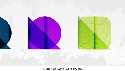 Grainy stain texture geometric abstract background with circles, squares and lines. Vector Illustration For Wallpaper, Banner, Background, Card, Book Illustration, landing page