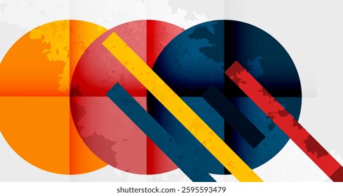 Grainy stain texture geometric abstract background with circles, squares and lines. Vector Illustration For Wallpaper, Banner, Background, Card, Book Illustration, landing page