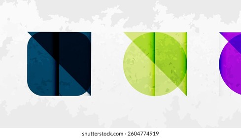 Grainy stain texture geometric abstract background with circles, squares and lines. Vector Illustration For Wallpaper, Banner, Background, Card, Book Illustration, landing page