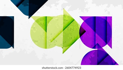 Grainy stain texture geometric abstract background with circles, squares and lines. Vector Illustration For Wallpaper, Banner, Background, Card, Book Illustration, landing page