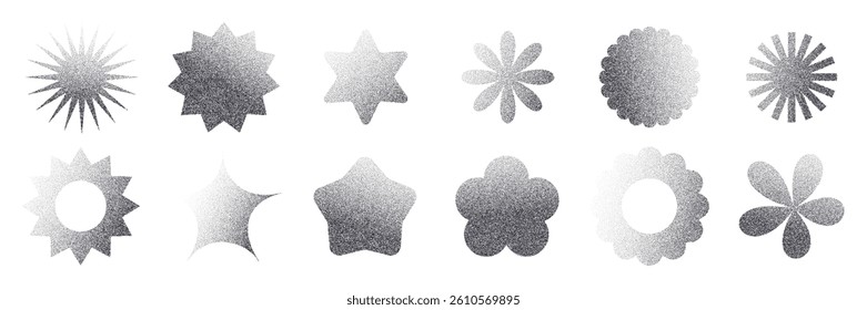 Grainy stipple Gradient Abstract Shape Set in Black and White in y2k