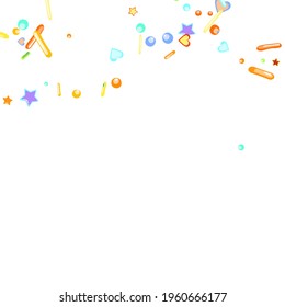 Grainy sugar sprinkles for cupcakes, donuts and desserts, bakery background. Sweet confetti on white chocolate glaze background. Vector Illustration sprinkles holiday designs, party, birthday, invitation.