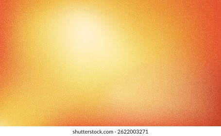 Grainy sun gradient background. Sunny autumn gradation template. Vector bright fall backdrops with blur noise effect. Soft ombre orange yellow and red wallpaper. Abstract graphic design.