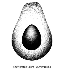 Esbozo de textura granulada del aguacate. Aislado sobre fondo blanco. Vector