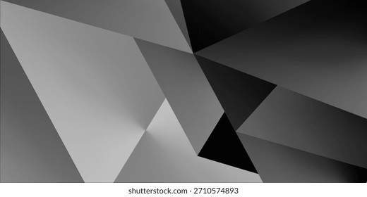 Triángulos granulados superpuestos sobre fondo gris oscuro. Patrón geométrico de malla estilo negro y gris