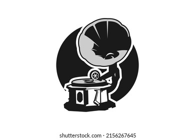 Gramaphone or phonograph Icon. simple drawing, icon Concept, vector illustration. vintage object