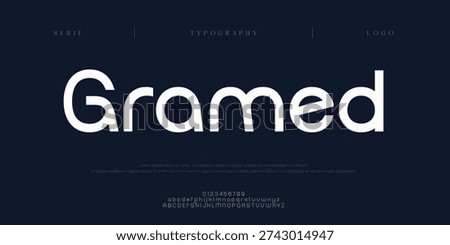 Gramed, Creative digital abstract minimal modern alphabet fonts and logo. Creative typography sport, technology, fashion, digital, future creative logos font. vector illustration
