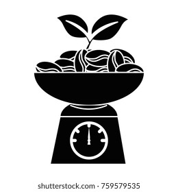 gramer with coffee seeds isolated icon