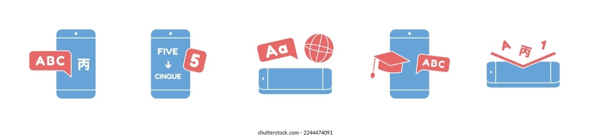 Grammar application modern filled icon set, language learning app concept, native speech education course flat style vector icons, languages mobile study emblems, smartphone learning symbols isolated