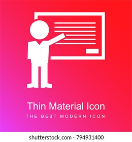 Grammar class teacher teaching pointing whiteboard text lines red and pink gradient material white icon minimal design