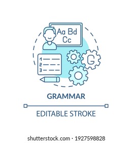 Grammar concept icon. Language learning category idea thin line illustration. Phrases and sentences construction. Principles collection. Vector isolated outline RGB color drawing. Editable stroke