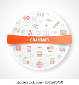Grammatikkonzept mit Symbolkonzept in runder oder kreisförmiger Form