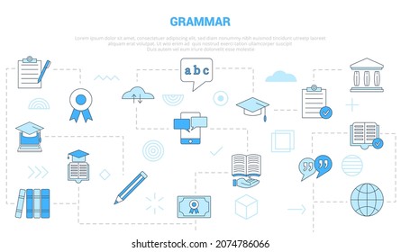 grammar concept with icon set template banner with modern blue color style
