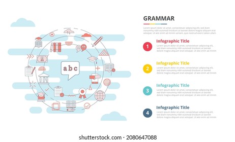 grammar concept for infographic template banner with four point list information