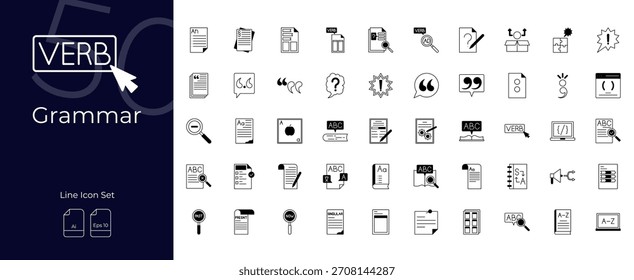 Conjunto de iconos editables de duotono de gramática