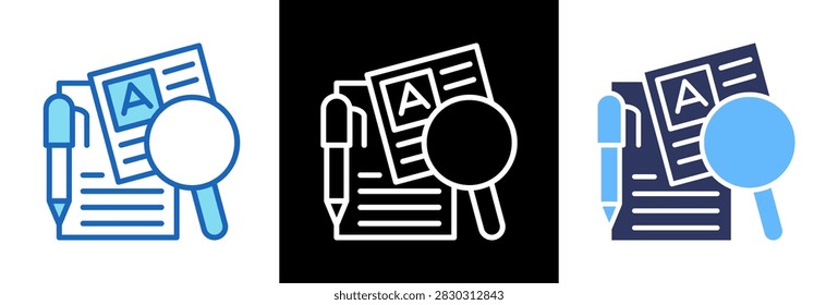 Grammar Exercises Document Practice Magnifier Icon Glyph Color Vector Illustration