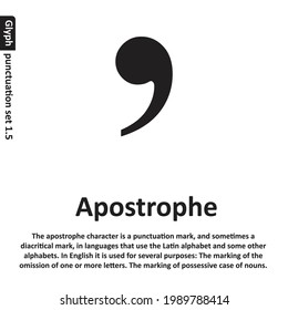 Grammar icon Apostrophe sign from my punctuation set. Typographical element isolated illustration.
