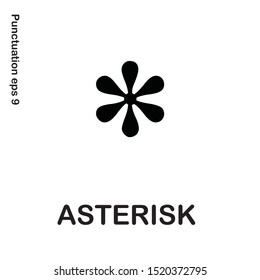 Grammar icon Asterisk sign from my punctuation set. Typographical element isolated illustrator.