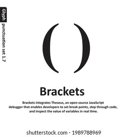 Grammar icon Brackets sign from my punctuation set. Typographical element isolated illustration.
