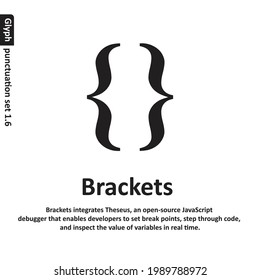 Grammar icon Brackets sign from my punctuation set. Typographical element isolated illustration.
