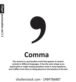 Grammar icon Comma sign from my punctuation set. Typographical element isolated illustration.
