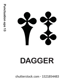 Grammar icon Dagger sign from my punctuation set. Typographical element isolated illustrator.