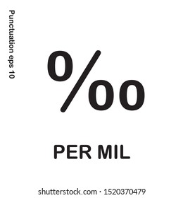 Grammar icon Per Mil sign from my punctuation set. Typographical element isolated illustrator.