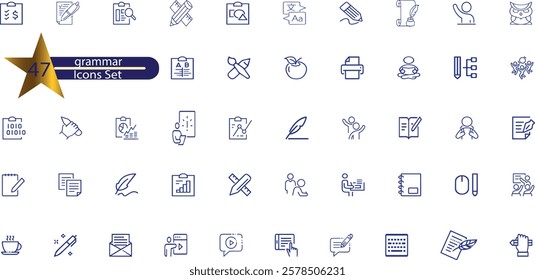 grammar icon set. containing Language Skills, Grammar Checkers, Pragmatic Understanding