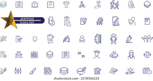 grammar icon set. containing Language Skills, Grammar Checkers, Pragmatic Understanding