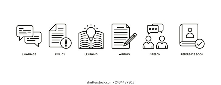 Grammar icon vector illustration banner web concept for education with icon and symbol of communication, policy, learning, writing, speech, reference