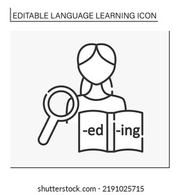  Grammar line icon. System and structure of language.Studying with books. Language learning concept. Isolated vector illustration. Editable stroke