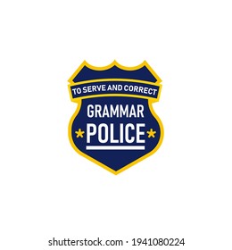 Grammar Police Badge Icon. Clipart Image Isolated On White Background