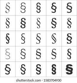 Grammar Section sign icon set, paragraph punctuation set. Typographical element.