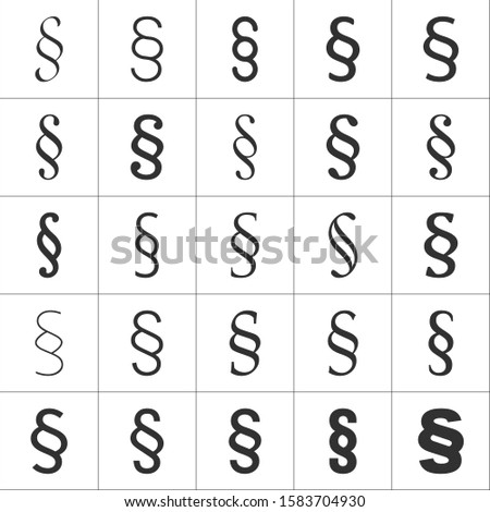 Grammar Section sign icon set, paragraph punctuation set. Typographical element.