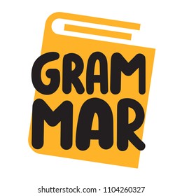 Grammar. Vector hand drawn icon, badge illustration on white background.
