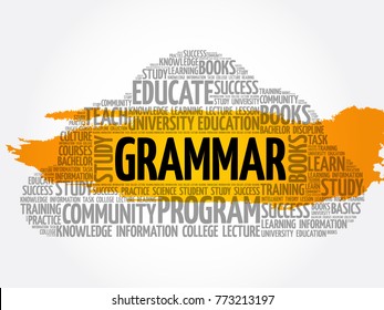 Grammar word cloud collage, education concept background