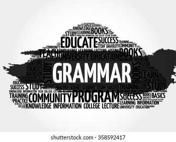 Grammar word cloud, education concept