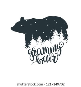 Grammy Bear, Bear Family, Unique hand lettered Design.