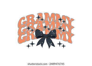 Grammy Black Bow Fall Coquette Halloween T shirt Design