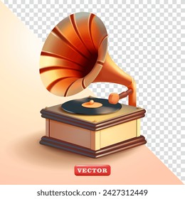 Gramophone. 3d vector, suitable for music festivals, jazz and events