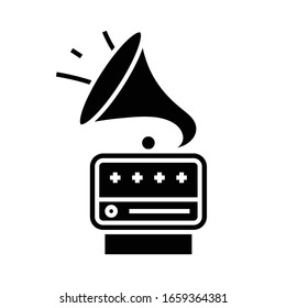 Gramophone black icon, concept illustration, vector flat symbol, glyph sign.