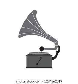 Gramophone black icon. retro vector design illustration.